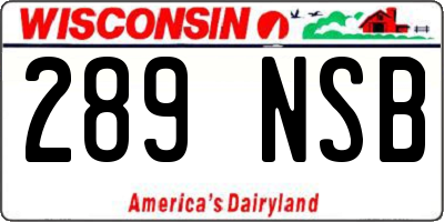 WI license plate 289NSB