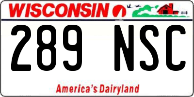 WI license plate 289NSC