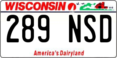 WI license plate 289NSD