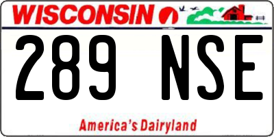 WI license plate 289NSE