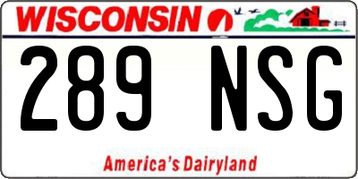 WI license plate 289NSG