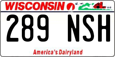 WI license plate 289NSH