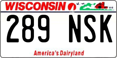 WI license plate 289NSK