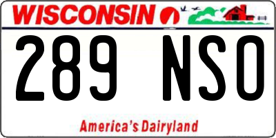 WI license plate 289NSO