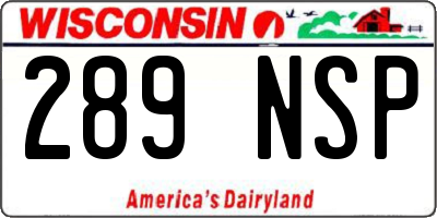 WI license plate 289NSP