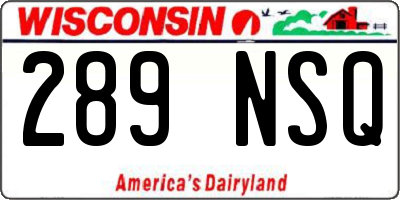 WI license plate 289NSQ