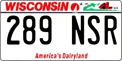 WI license plate 289NSR