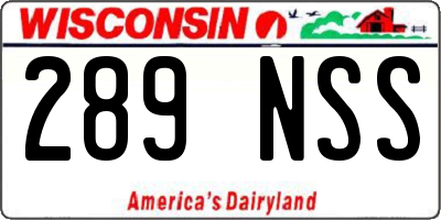 WI license plate 289NSS