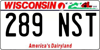 WI license plate 289NST