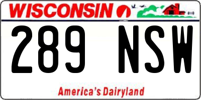 WI license plate 289NSW