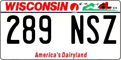 WI license plate 289NSZ