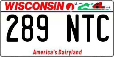 WI license plate 289NTC