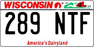 WI license plate 289NTF