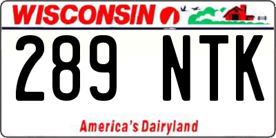 WI license plate 289NTK