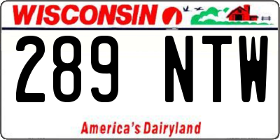 WI license plate 289NTW