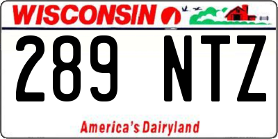 WI license plate 289NTZ