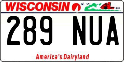WI license plate 289NUA
