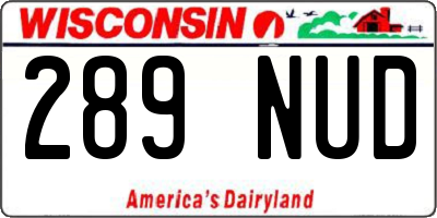 WI license plate 289NUD