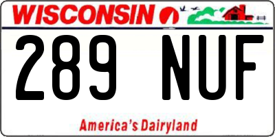 WI license plate 289NUF