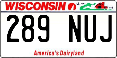 WI license plate 289NUJ