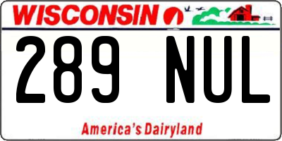 WI license plate 289NUL