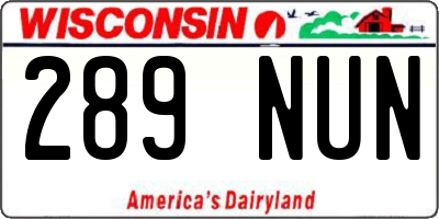 WI license plate 289NUN