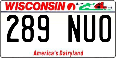 WI license plate 289NUO