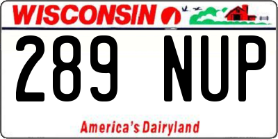 WI license plate 289NUP