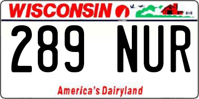 WI license plate 289NUR
