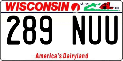 WI license plate 289NUU