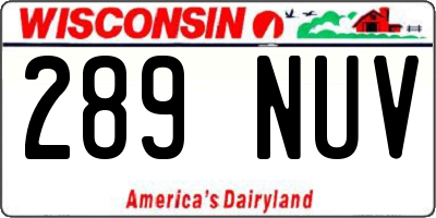 WI license plate 289NUV