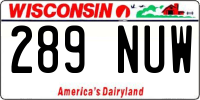 WI license plate 289NUW