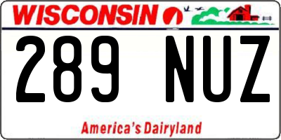 WI license plate 289NUZ