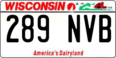 WI license plate 289NVB