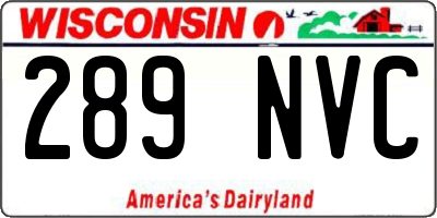 WI license plate 289NVC