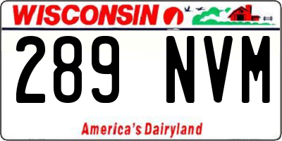 WI license plate 289NVM