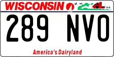 WI license plate 289NVO