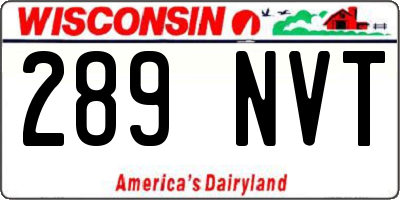 WI license plate 289NVT