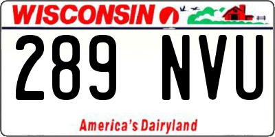 WI license plate 289NVU