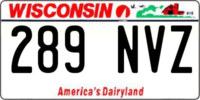 WI license plate 289NVZ