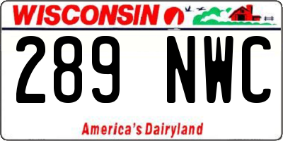 WI license plate 289NWC