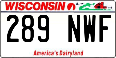 WI license plate 289NWF