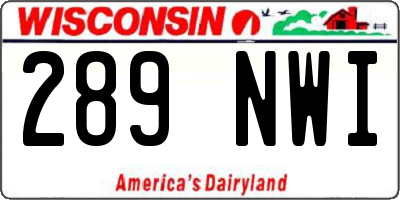 WI license plate 289NWI