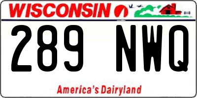 WI license plate 289NWQ