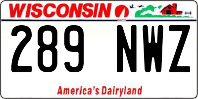 WI license plate 289NWZ