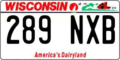 WI license plate 289NXB