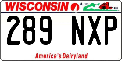 WI license plate 289NXP