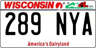 WI license plate 289NYA