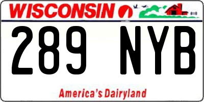WI license plate 289NYB