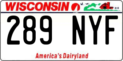 WI license plate 289NYF